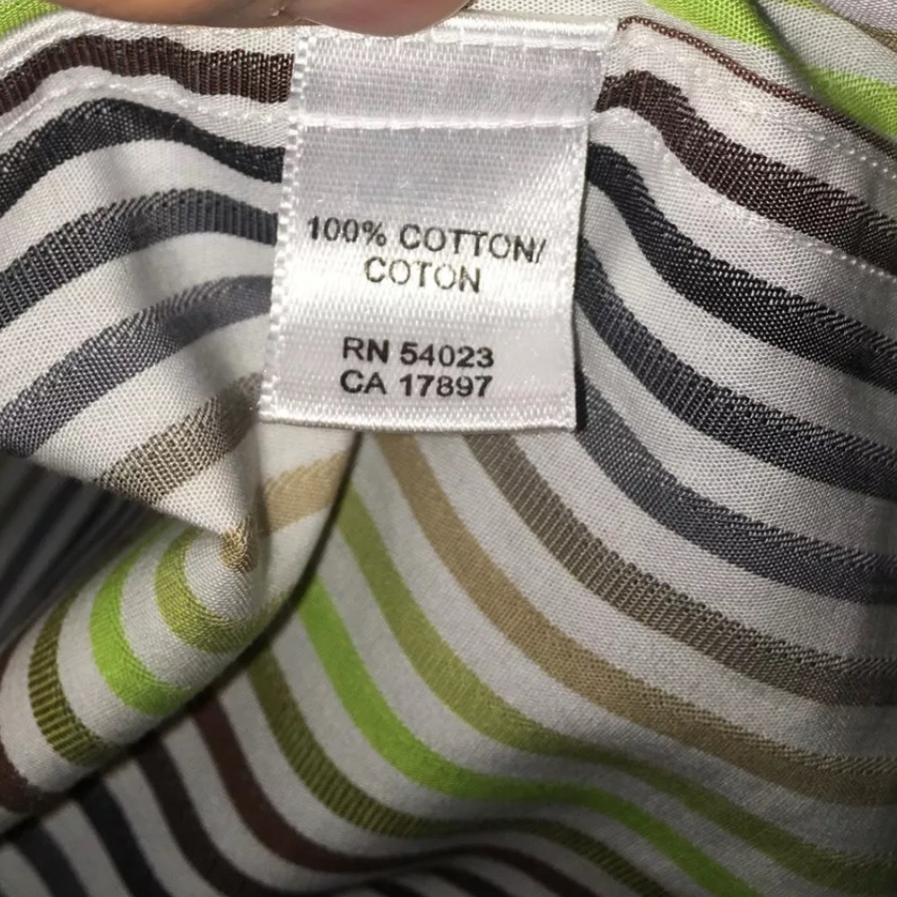 Banana Republic Striped Yellow Green and Brown Men's Shirt size large - Picture 6 of 8